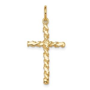 10k Yellow Gold Authentic Fine Jewelry Men's Nugget Cross Charm